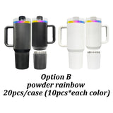 Rts usa_40oz H2.0 white blank sublimation rainbow plated quencher tumblers with snack storage compartment_nina