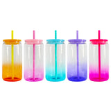 Rts usa_16oz clear transparent colored ombre gradient jelly beer soda plastic glass cans with colorful lids_nina