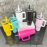 Rts usa_40oz H2.0 flip straw leak proof powder coated rainbow plated tumblers_nina