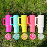 40oz matt colored macaron quencher tumblers with pearl bling rhinestone lids_nina