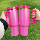 40oz copper rainbow plated blank sublimation winter pink glitter H2.0 quencher tumblers_nina