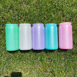 16oz blank sublimation rough glitter powder coated glass cans with plastic lid and straw_nina