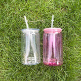 Rts usa_16oz 20oz BPA free unbreakable clear transparent colored jelly PET plastic can soda beer cans for UV DTF wraps_nina