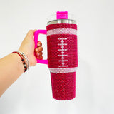 40oz Rugby print American football full covered bling rhinestone diamond tumblers_nina