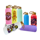 Rts usa_20oz bamboo lid blank sublimation colored frosted glass water bottles_nina