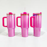 40oz copper rainbow plated blank sublimation winter pink glitter H2.0 quencher tumblers_nina