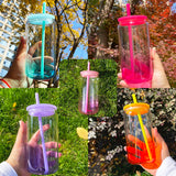 Rts usa_16oz clear transparent colored ombre gradient jelly beer soda plastic glass cans with colorful lids_nina