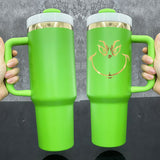 Rts usa_Christmas gifts mirror gold plated green powder coated 40oz coffee travel mugs with handle_nina1