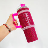 40oz Rugby print American football full covered bling rhinestone diamond tumblers_nina