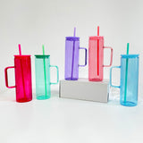 Rts usa_20oz sublimation colored jelly skinny straight tall glass camper mugs with handle_nina