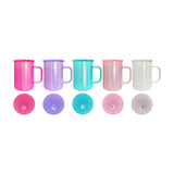 Rts usa_17oz holographic shimmer glitter camper glass coffee travel mugs with colored lids_nina