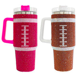 40oz Rugby print American football full covered bling rhinestone diamond tumblers_nina