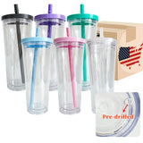 Rts usa_24oz double wall plastic acrylic boba bubble pre-drilled snow globe Leak proof tumblers_nina