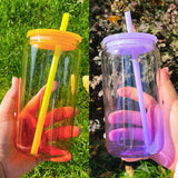 Rts usa_16oz clear transparent colored ombre gradient jelly beer soda plastic glass cans with colorful lids_nina