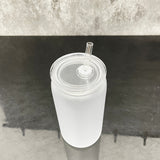 16oz acrylic plastic frosted beer can with lid and straw_nina