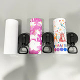 20oz full print gloss white skinny straight tumbler water bottle with flip top sports lid_nina