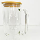 Pre-drilled 32oz 40oz clear snowglobe double wall glass mugs with bamboo lids for sublimation_nina