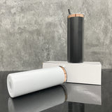 black white powder coated mirror copper plated underneath 20oz skinny straight tumbler for laser engraving_nina