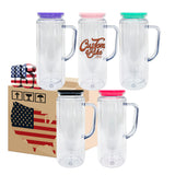 pre drilled 12oz 16oz UV DTF wraps clear Acrylic snow globe can coffee travel beer mugs can with handle and silicone plug_nina