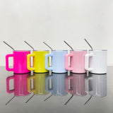 10oz macaron sublimation coffee mugs with magnet lids and metal straws_nina