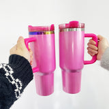 40oz copper rainbow plated blank sublimation winter pink glitter H2.0 quencher tumblers_nina