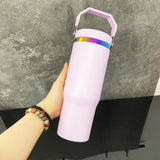 Rts usa_30oz leak proof matte macaron blank sublimation rainbow underneath flip straw water bottles_nina