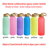 Rts usa_20oz bamboo lid blank sublimation colored frosted glass water bottles_nina