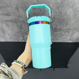 Rts usa_20oz rainbow plated kids flip top straw tumbler mugs for laser engraving_nina