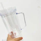 Rts usa_Pre-drilled 40oz clear snowglobe plastic mug with Lid, Straw, Stopper for Glitter and UV DTF wraps_nina
