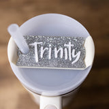 white blank sublimation acrylic 40oz quencher tumbler lid topper name plate tag _nina