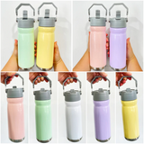 22oz macaron colored sublimation kids water bottles with flip straws_nina