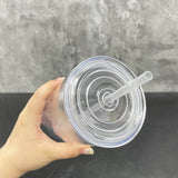 20oz double wall clear plastic tumbler mugs with lids and straws_nina