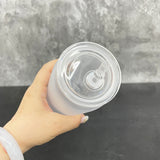 16oz acrylic plastic frosted beer can with lid and straw_nina