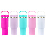 Rts usa_30oz matte macaron blank sublimation double wall stainless steel vacuum insulated leak proof flip straw tumbler water bottles with handle_nina