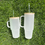 Rts usa_32oz 40oz clear frosted glass mugs with handle for UV DTF wraps_nina