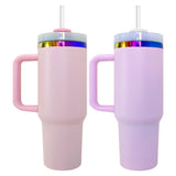 40oz powder coated peach pink rainbow plated H2.0 quencher tumblers for Valentine's Day and  Mother's Day_nina