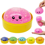 pectin glitter Bao Bun Dumpling Squeeze squishy toys with steamer basket_nina