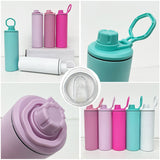 Rts usa_Outdoors blank sublimation macaron 20oz straight sports water bottles with 2 lids_nina