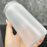 16oz acrylic plastic frosted beer can with lid and straw_nina