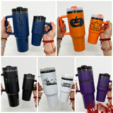 Rts usa_Halloween Parents child style 14oz 40oz mirror black plated tumblers with removable handle for laser_nina