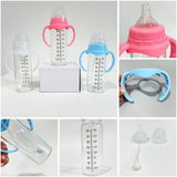 Rts usa_12oz clear blank sublimation feeding milk glass sippy bottles for baby_nina