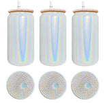 Rts usa_16oz holographic shimmer glitter blank sublimation rainbow glass cans with colorful lids_nina