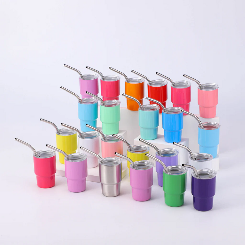 2oz blank sublimation stainless steel colored shot glass tumblers with lid and straw_nina