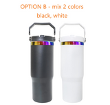 Rts usa_30oz leak proof matte macaron blank sublimation rainbow underneath flip straw water bottles_nina