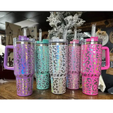 Rts usa_40oz Laser engraving holographic leopard print stainless steel tumblers_nina