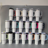 40oz H2.0 white blank sublimation tumblers with colorful lids and handles_nina