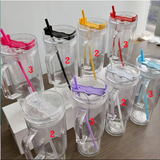 Rts usa_Pre-drilled 40oz clear snowglobe plastic mug with Lid, Straw, Stopper for Glitter and UV DTF wraps_nina