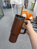 Rts usa_Mirror Black Plated Chocolate Brown Powder Coated 40oz Quencher Tumbler For Laser Engraving_nina
