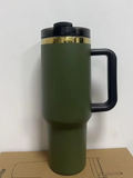Rts usa_40oz gold underneath army green tumbler with black lid and handle_nina