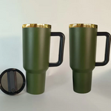 Rts usa_40oz gold underneath army green tumbler with black lid and handle_nina